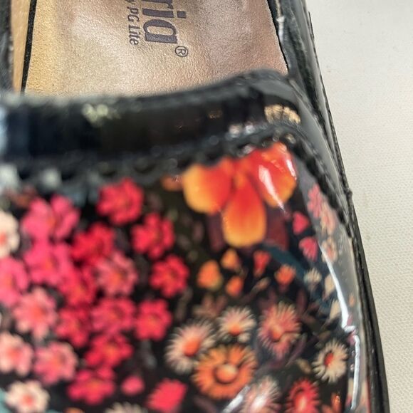 Alegria DEB  patent leather multi color floral prints slip on clogs size Euro 37 - Picture 13 of 15